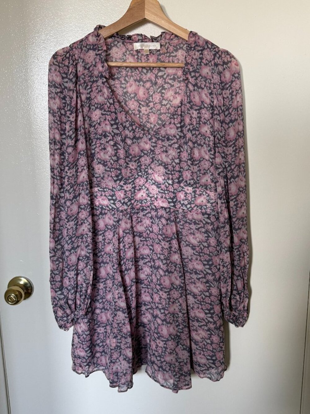 LoveShackFancy Cassidy Purple Floral Georgette Mini Dress US 6 - Picture 2 of 7